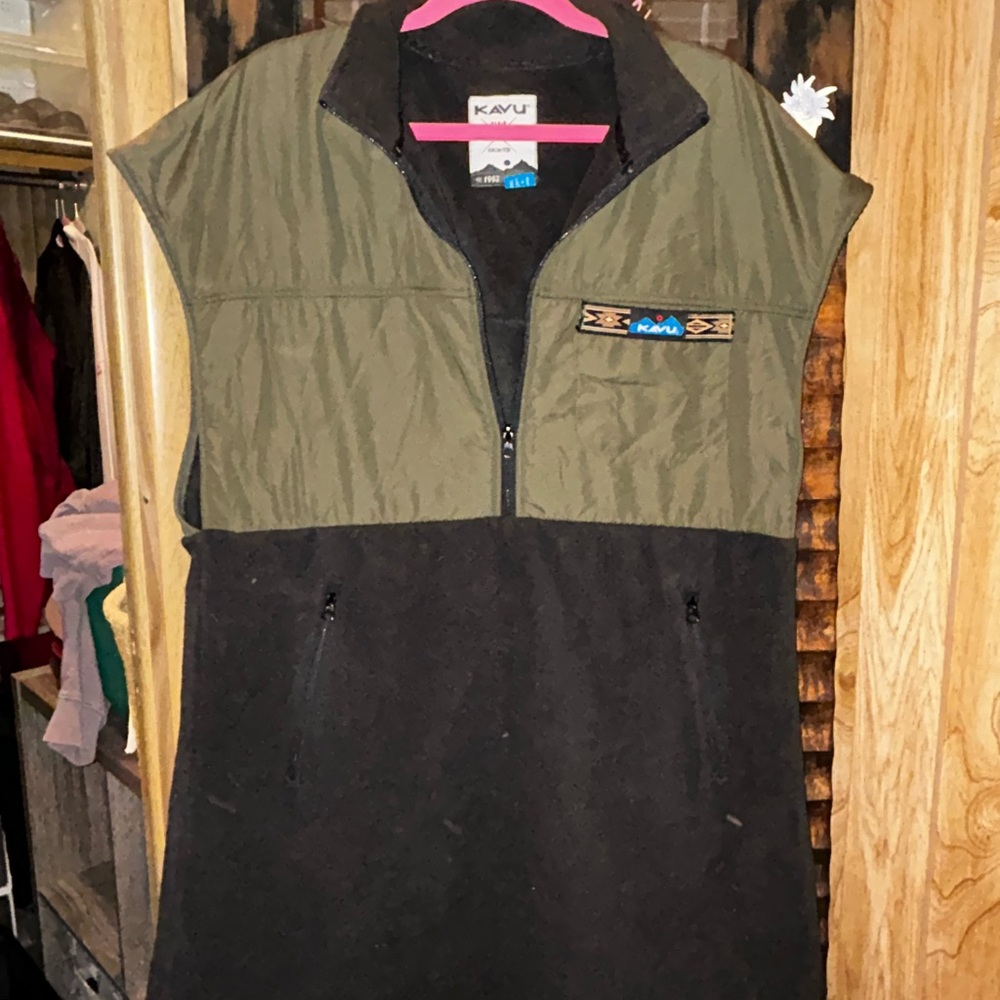 Kavu olive green & Black Fleece Vest